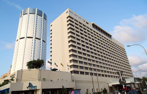Modern architecture buildings central Colombo, Sri Lanka, Asia, Galadari Hotel and BOC building,