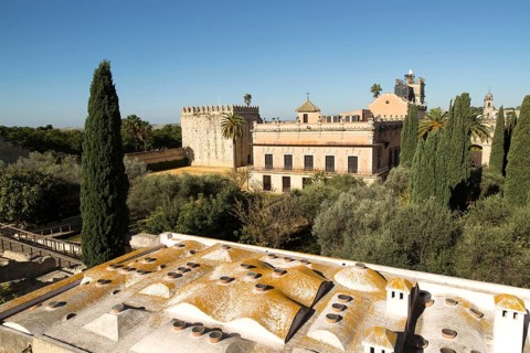 Historic palace building, Palacio de Villavicencio and gardens in the Alcazar, Jerez de la