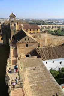 View to Roman bridge and river Rio Guadalquivir from Alcazar, Cordoba, Spain, Alcazar de los Reyes