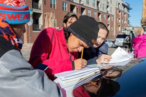Denver, Colorado, Immigrants, mostly from Venezuela, live in a tent camp near downtown Denver.