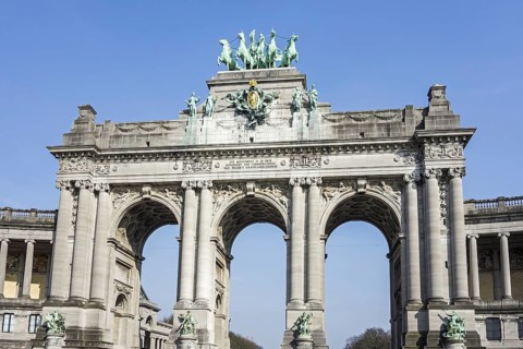 Triumphal arch at the Parc du Cinquantenaire, Jubelpark in Brussels, Belgium, Europe