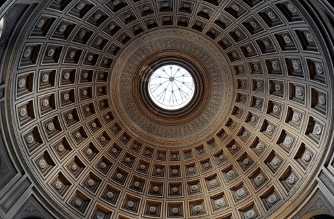 Temple of the Pantheon with the hole on the roof in Rome, Lazio in Italy