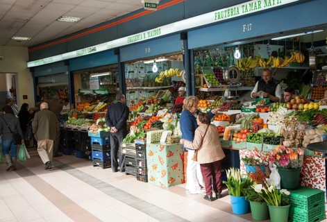 Fresh fruit and vegetables on market stalls, Ceuta, Spanish territory in north Africa, Spain,