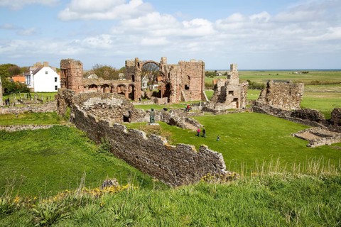 Ruins of Lindisfarne Priory, Holy Island, Northumberland, England, UK