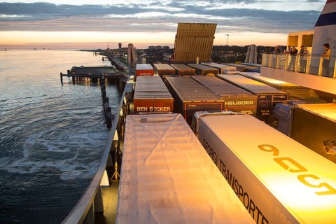 Lorries on Stena Lines ferry, Port of Rotterdam, Hook of Holland, Netherlands