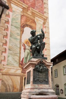 Mathias Klotz, violin maker, monument in front of the church of St Peter and Paul, Mittenwald,