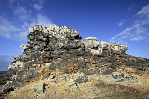 The Mittelsteine near Weddersleben, part of the Teufelsmauer, Devil's Wall, sandstone rock