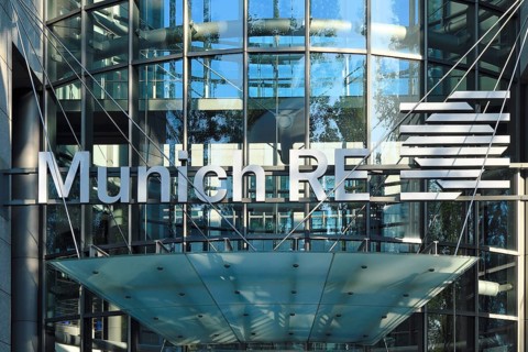 Company logo of the reinsurer MUNICH RE, Munich, Bavaria, Germany, Europe