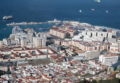 High density modern apartment block housing, Gibraltar, British overseas territory in southern
