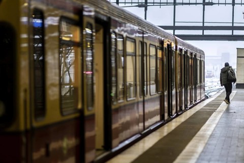 An empty S-Bahn train stands at Ostbahnhof, the terminus of the S3 today. Today is the second day