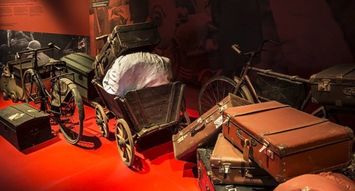 Belongings of fugitives, refugees fleeing from German occupation in the Bastogne War Museum devoted
