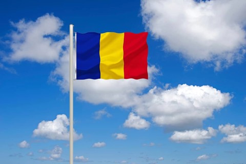 The flag of Chad, landlocked country in Central Africa, Africa, Studio