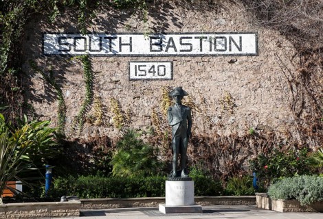 Statue of Admiral Lord Nelson at South Bastion, Gibraltar, British terroritory in southern Europe,