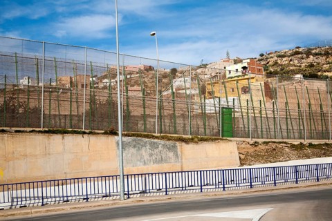 High security fences separate the Spanish exclave of Melilla, Spain from Morocco, north Africa,