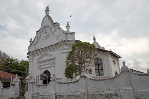 Whitewashed building Dutch Reformed Church historic town of Galle, Sri Lanka, Asia