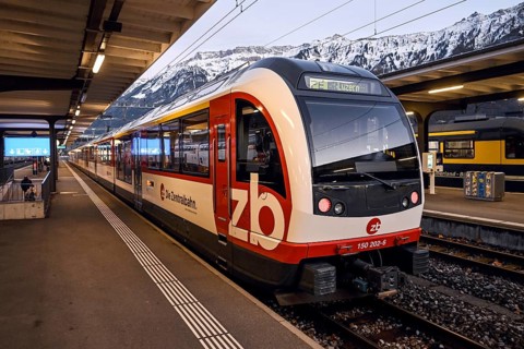 Zentralbahn passenger train Interlaken Ost station, Switzerland, Europe