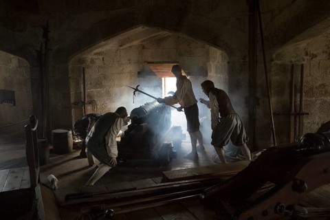 Mannequin models recreate battle scene inside Pendennis castle, Falmouth, Cornwall, England, UK