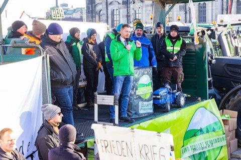 Farmers' protest action, Dresden, Saxony, Germany, Europe