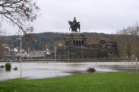 The German Corner with the equestrian statue of Kaiser Wilhelm at the confluence of the Rhine and