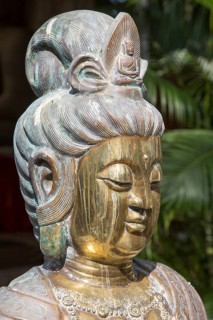 Brass Buddha figure, Gangaramaya Buddhist Temple, Colombo, Sri Lanka, Asia