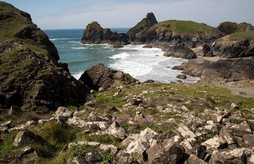 Coastal scenery near Kynance Cove, Lizard Peninsula, Cornwall, England, UK