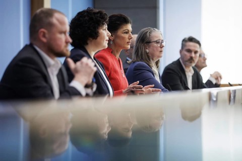 Christian Leye, MP, Amira Mohamed Ali, Dr Sahra Wagenknecht, Prof. Dr Shervin Haghsheno, university