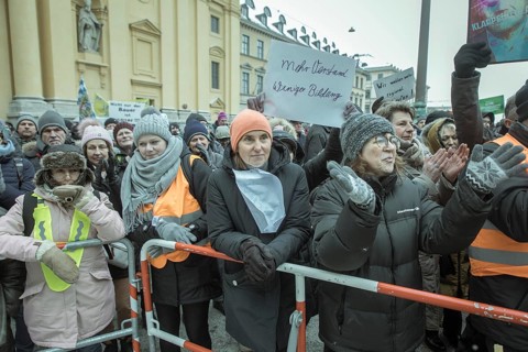 Demonstrators at the central rally, farmers' protest, Odeonsplatz, Munich, Upper Bavaria, Bavaria,