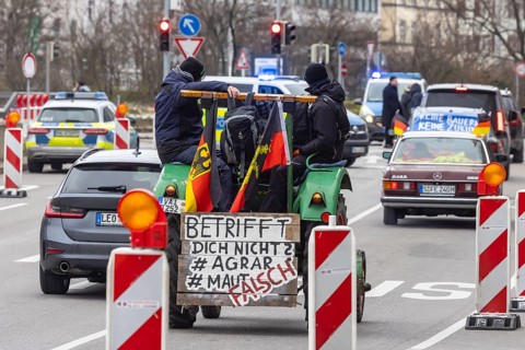 Farmers' protests in Germany. Farmers protest with tractors and banners against tax increases by