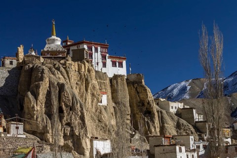 Lamayuru Gompa, one of the oldest and largest Buddhist monasteries in Ladakh, photographed in