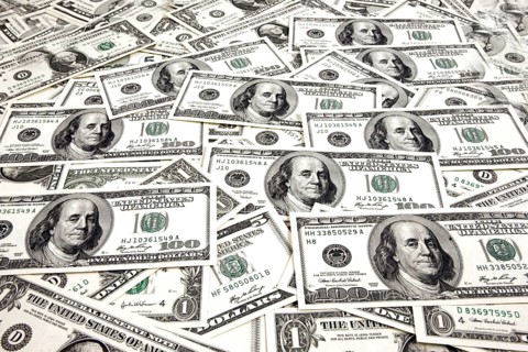 Dollar notes. in 100 dollar notes, USD, US dollars, Studio