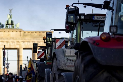 Pictures taken during the farmers' protests in Berlin. Farmers are demonstrating against the