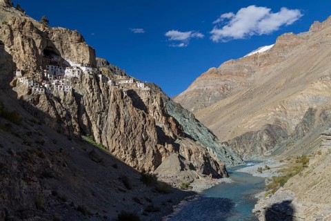 Phugtal Gompa, one of the most spectacularly located Buddhist monasteries of Ladakh, which clings
