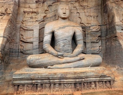 Seated Buddha figure, Gal Viharaya, UNESCO World Heritage Site, the ancient city of Polonnaruwa,