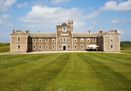 Historic barracks building at Pendennis Castle, Falmouth, Cornwall, England, UK