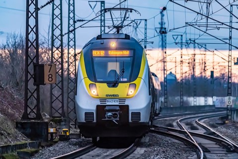 Railway line near Stuttgart. Local train from bwegt, SWEG, Stuttgart, Baden-Wuerttemberg, Germany,