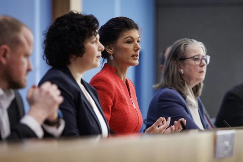 Christian Leye, MP, Amira Mohamed Ali, Dr Sahra Wagenknecht, Prof. Dr Shervin Haghsheno, university