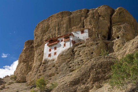 Impressively located Shergol Gompa, the Buddhist monastery partially set in the mountain cave