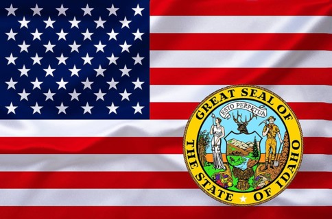 The flag of the USA with the coat of arms of Idaho, Studio