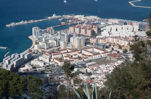 High density modern apartment block housing, Gibraltar, British overseas territory in southern