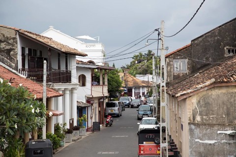 Street in the historic town of Galle, Sri Lanka, Asia