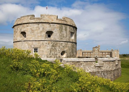 Historic buildings at Pendennis Castle, Falmouth, Cornwall, England, UK