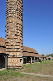 Chimney of ring oven, kiln at brickworks, Boom, Belgium, Europe