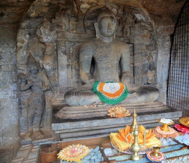 Seated Buddha figure, Gal Viharaya, UNESCO World Heritage Site, the ancient city of Polonnaruwa,