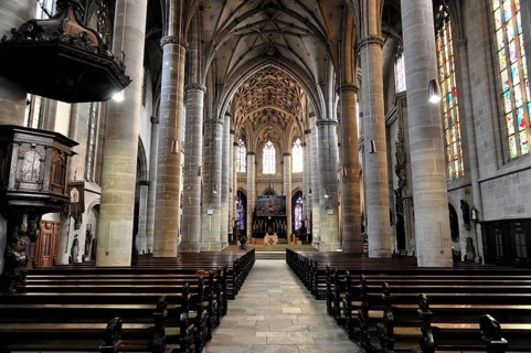 Heilig-Kreuz-Muenster, interior view, start of construction around 1315, Schwaebisch Gmuend,