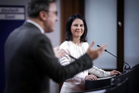 (R L) Annalena Baerbock, Federal Minister for Foreign Affairs, and Xavier Bettel, Foreign Minister