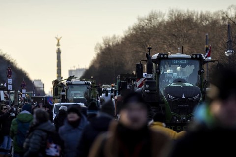 Pictures taken during the farmers' protests in Berlin. Farmers are demonstrating against the
