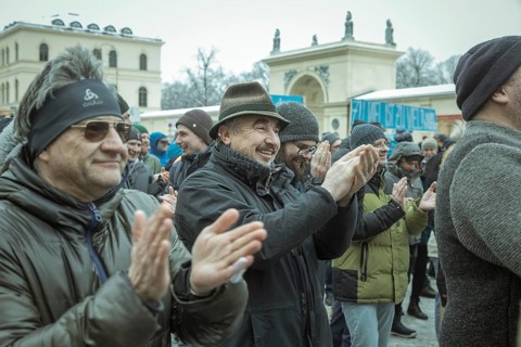 Demonstrators at the central rally, farmers' protest, Odeonsplatz, Munich, Upper Bavaria, Bavaria,