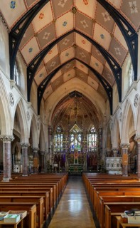 Interior of Roman catholic church of Saint John the Evangelist, Bath, north east Somerset, England,