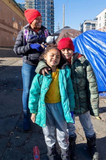 Denver, Colorado, Immigrants, mostly from Venezuela, live in a tent camp near downtown Denver. The
