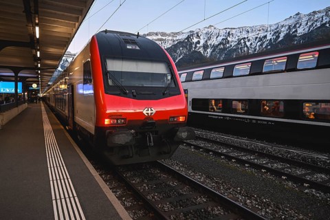Railcar SBB Interlaken Ost station, Switzerland, Europe